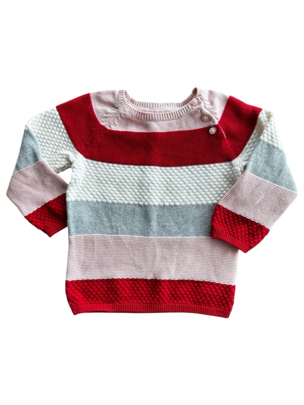 H&M Festive Christmas Holiday Sweater Pink White Red Silver | Size 12-18 months